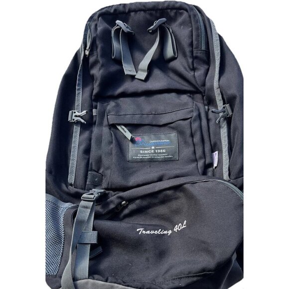 New Moutaintop Outdoor Adventure Travel 40L Backpack Black Gray with Rain Sheild - Picture 4 of 16